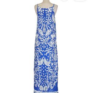 1. STATE Maxi Dress Tropical Vacation Beach Blue White Small